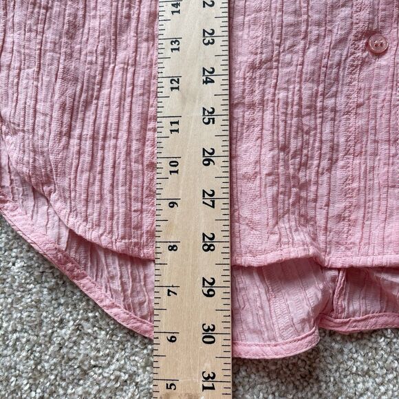 Zara Pink Coquette Button Down Shirt Twisted Cut Out Back Oversized Size Medium - Picture 12 of 12